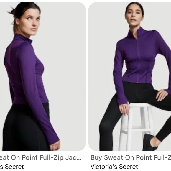 Victoria's Secret Purple Full-Zip Jacket Sweat On Point Full-Zip Jacket pockets - Picture 2 of 8